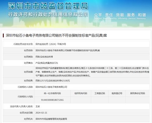 深圳市钻石小鱼电子商务销售不符合强制性标准产品（玩具）案例解析